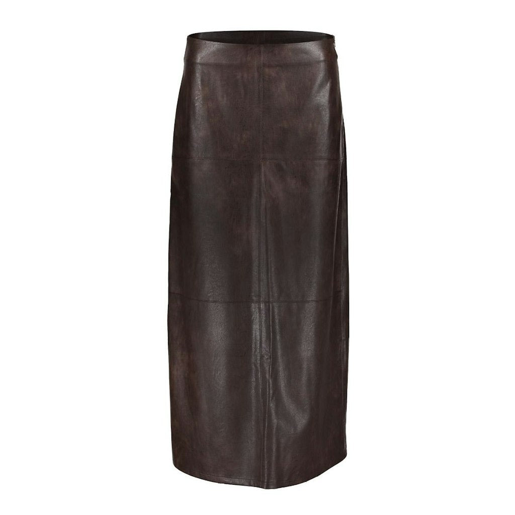 Geisha dames rok maxi (imitatie) leer bruin – dames