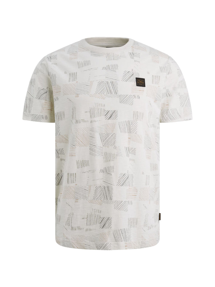 Short Sleeve R-neck Aop Cotton Slu - Ecru Dessin