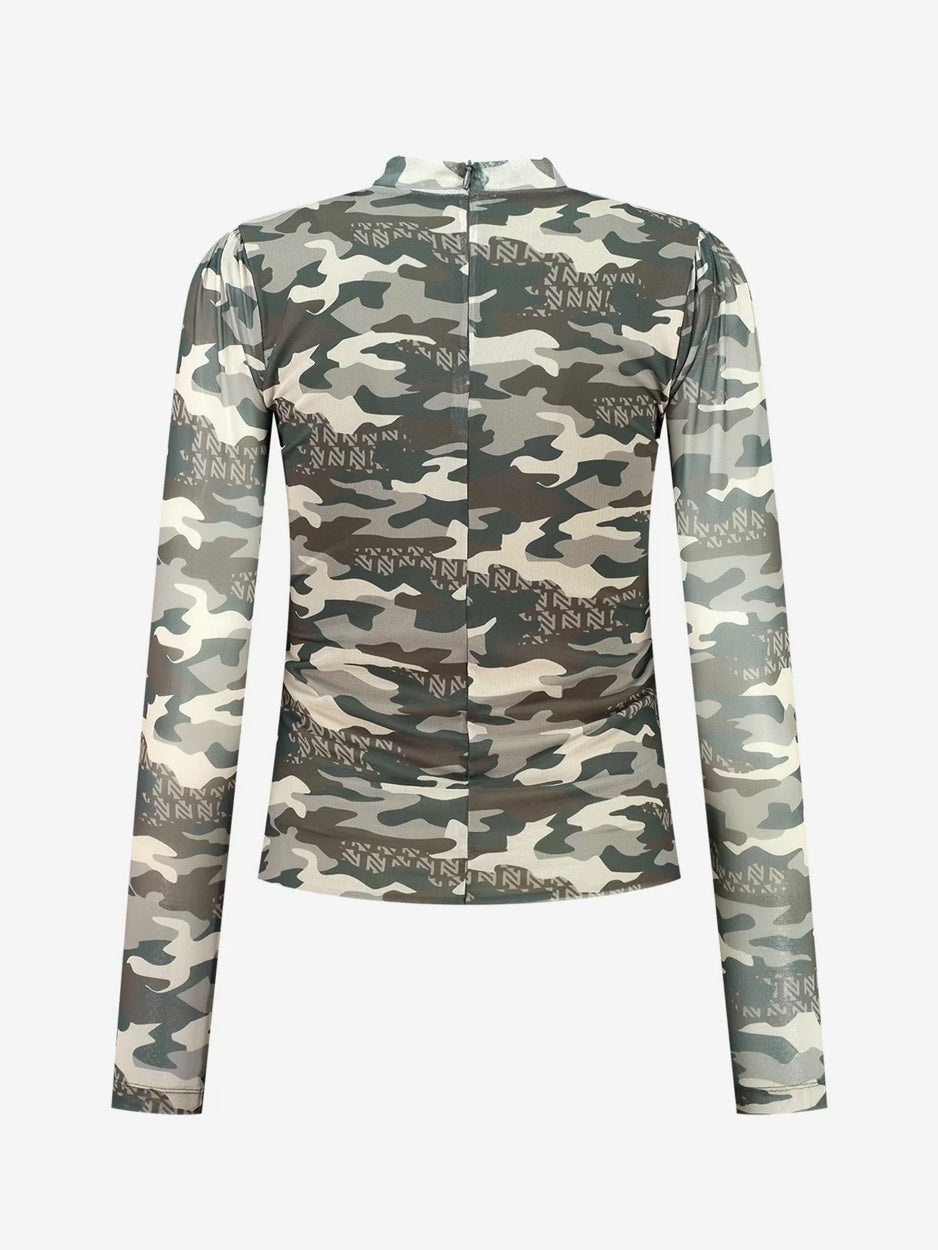 Nikkie N 6-581 2401 top l/m dames groen dessin
