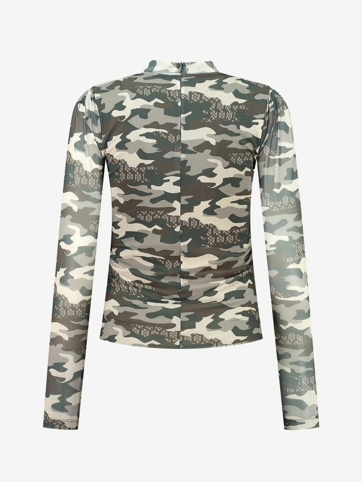 Nikkie N 6-581 2401 top l/m dames groen dessin