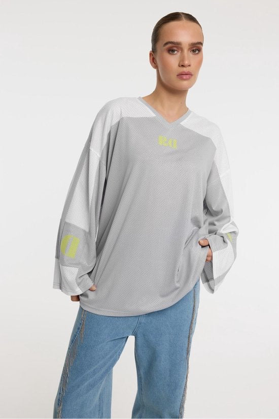 Refined department t-shirt l/m dames zilverkleurig