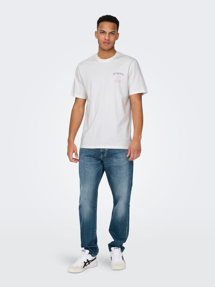 ONLY & SONS t-shirt k/m heren off-white – Skye