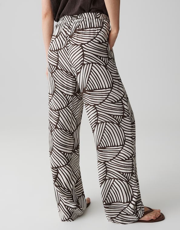 Opus Marou botanical lange broek dames bruin dessin