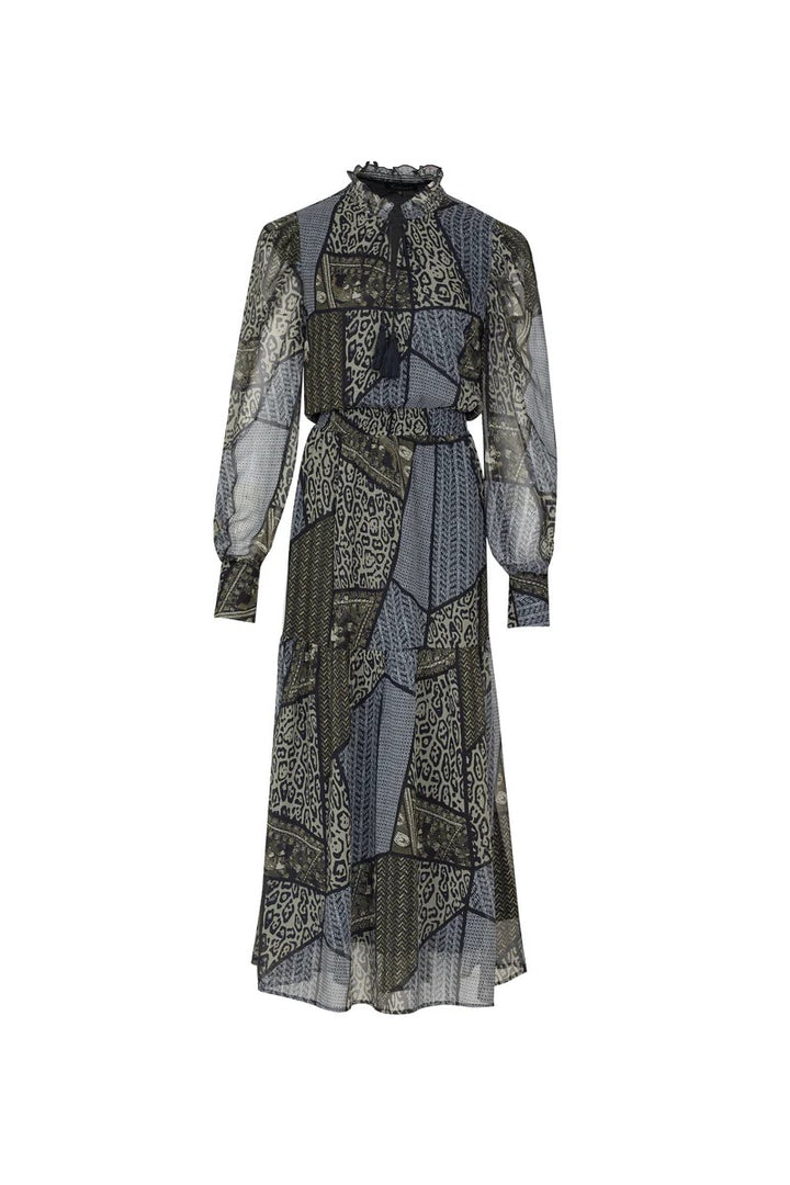 G-Maxx 23WFFG09 jurk maxi dames zwart dessin