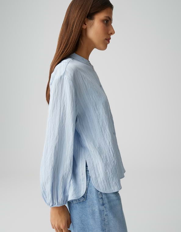 Opus Flaria blouse l/m dames blauw dessin