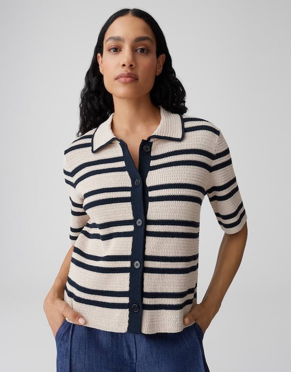 Opus Dertiny vest gebreid dames – zand dessin
