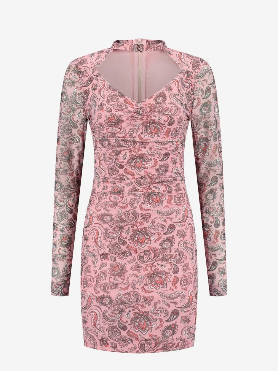 Nikkie N 5-838 2402 jurk kort dames – roze dessin