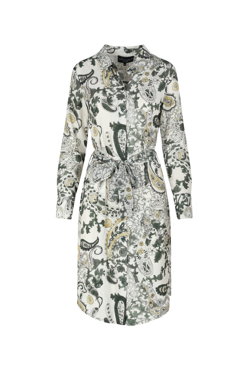 Elvira Casuals E4 24-007 jurk midi dames groen dessin