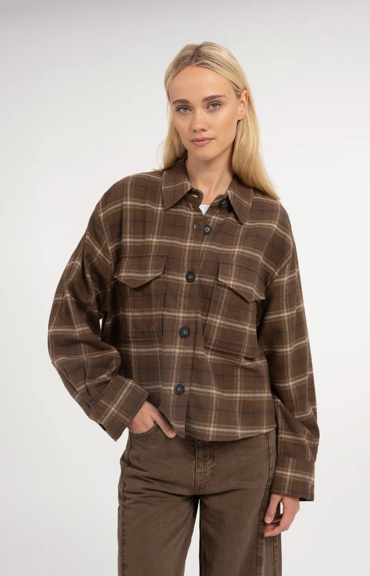 YAYA Women 01-201255-610 blouse l/m dames bruin dessin