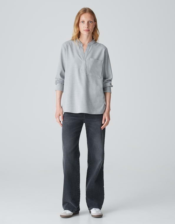 Opus Fanell 10331111747100 blouse l/m grijs