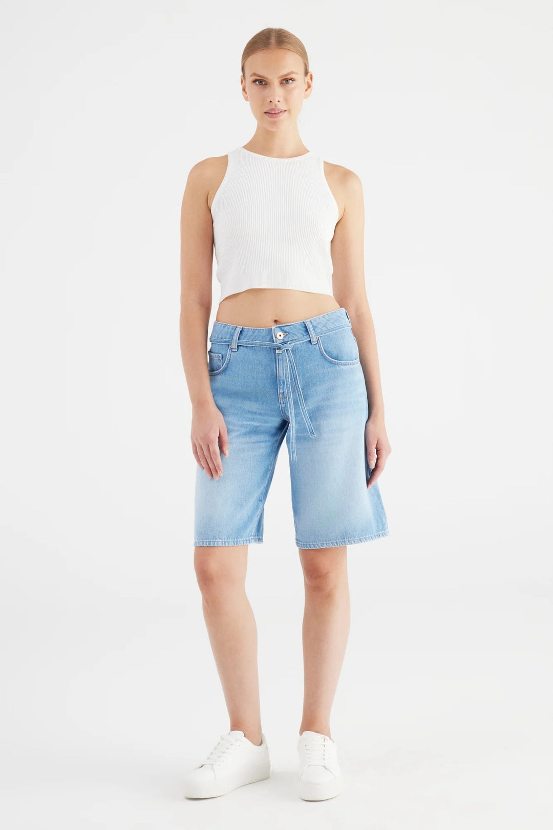 COJ Harper short denim dames – blauw - Blue Denim