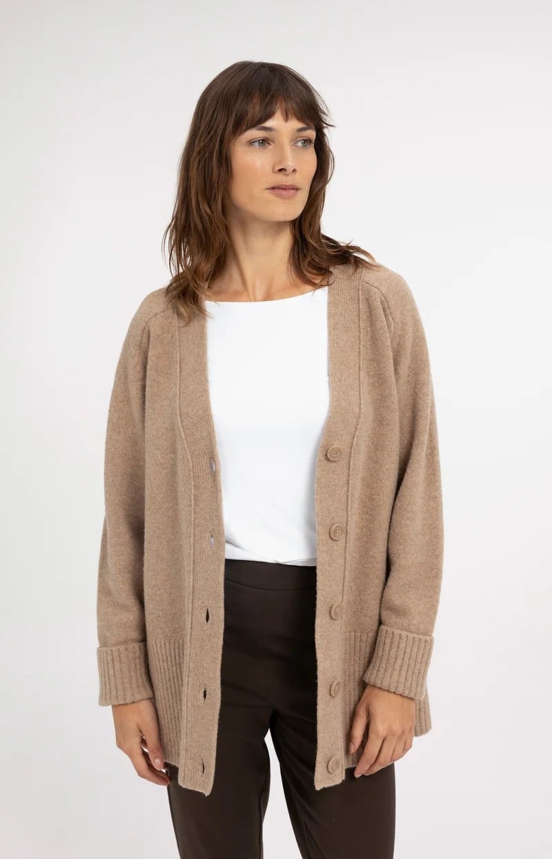 YAYA Women 01-010178-610 vest gebreid dames beige