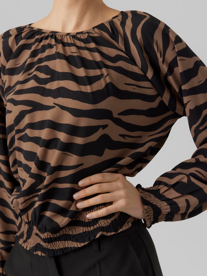 VERO MODA Shilah top l/m dames – bruin dessin