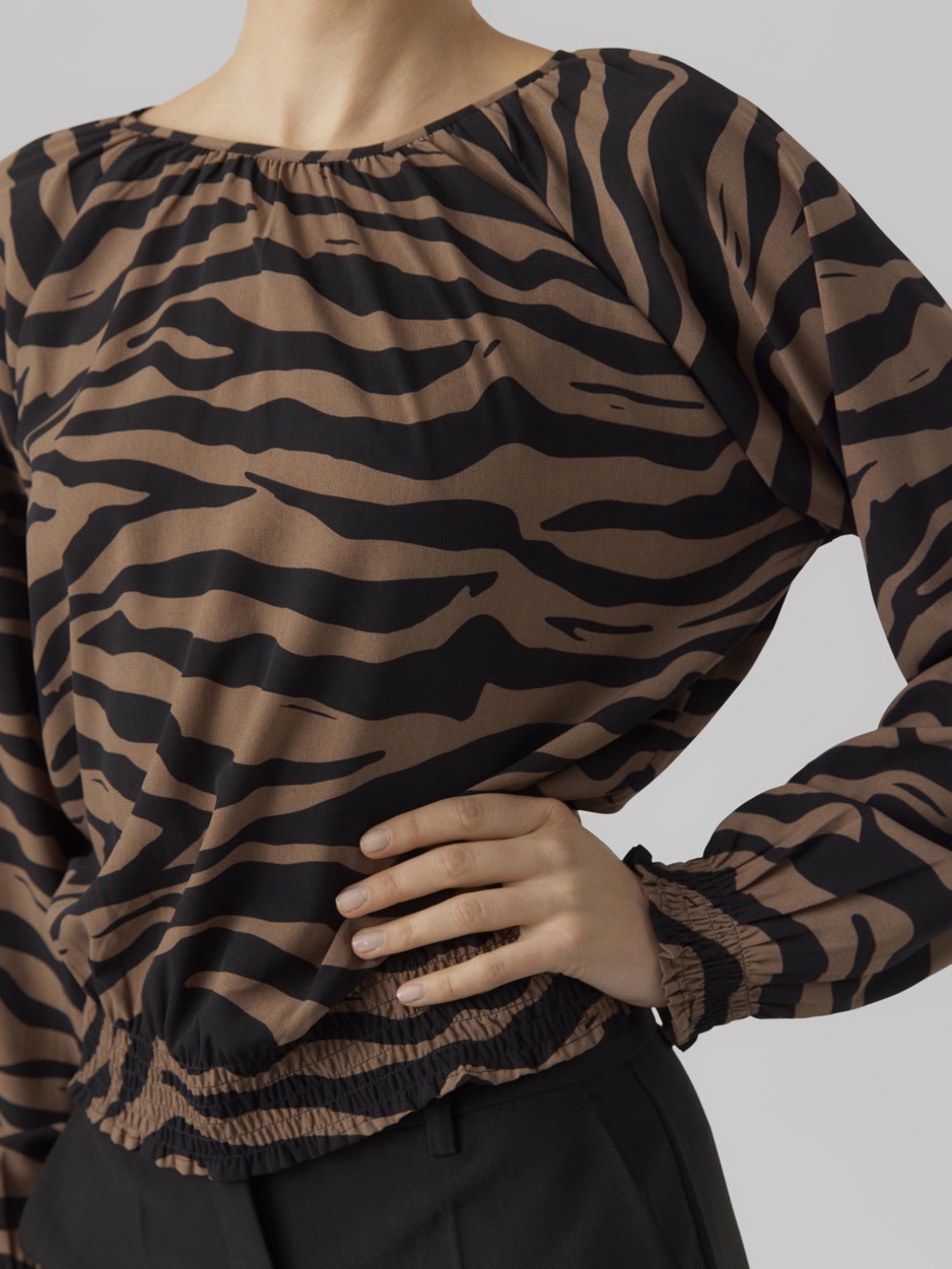 VERO MODA Shilah top l/m dames – bruin dessin