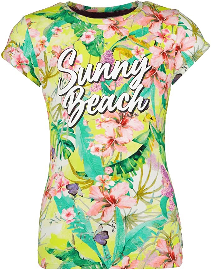 Vingino Halexi t-shirt k/m meisjes – geel dessin