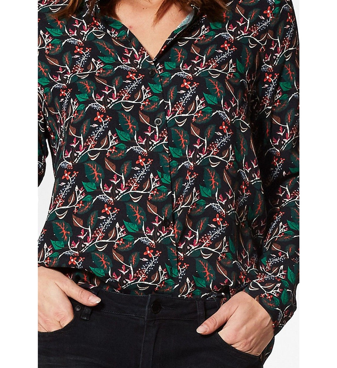 VERO MODA 10323265 vigdis blouse l/m zwart dessin – dames