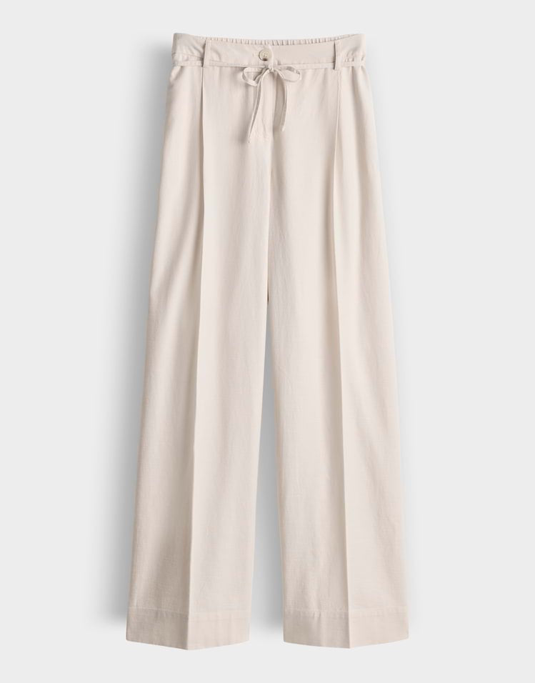 Opus Meeri Coastal lange broek ecru – dames