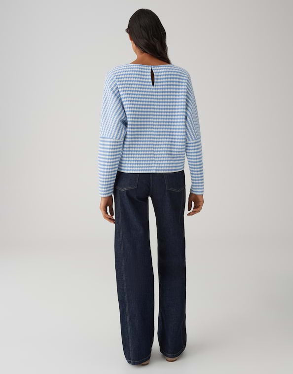 Opus Gresh trui dames blauw dessin