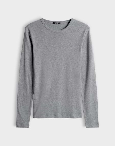 Opus Sherrie 1062489343100 t-shirt l/m dames grijs melee