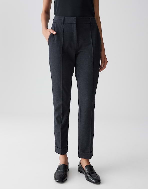 Opus Melina iconic lange broek dames blauw dessin