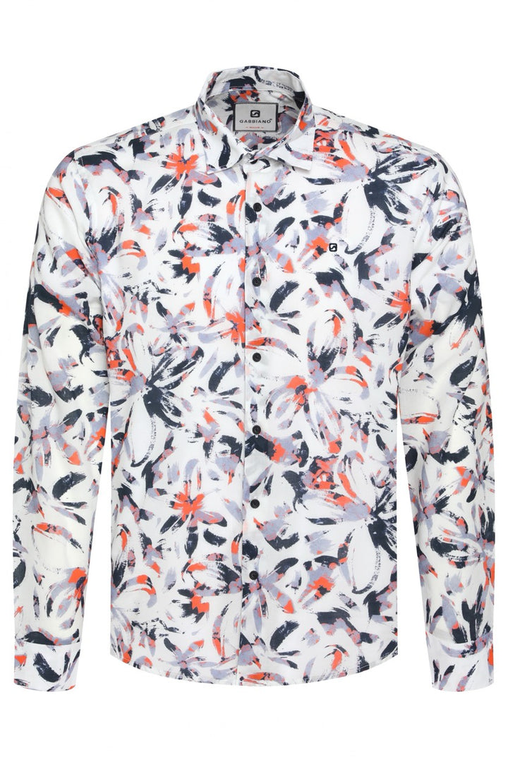 Gabbiano men 333560 overhemd wit dessin – heren