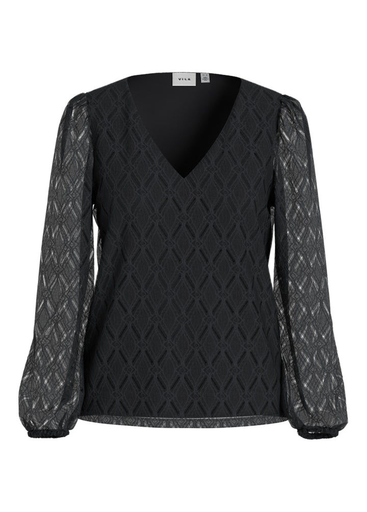 Vila 14113222 Fero t-shirt l/m zwart – dames