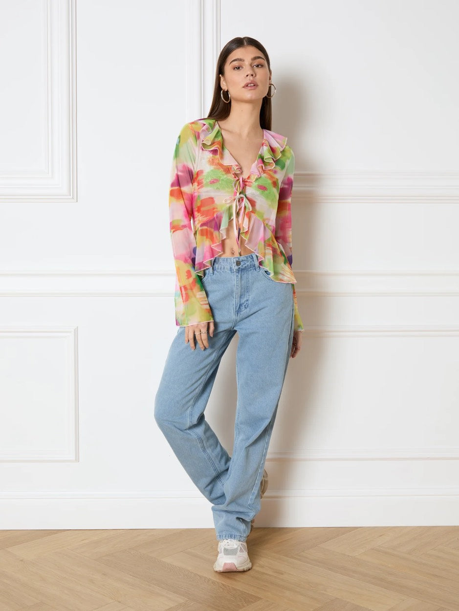 Refined department top l/m dames multicolor