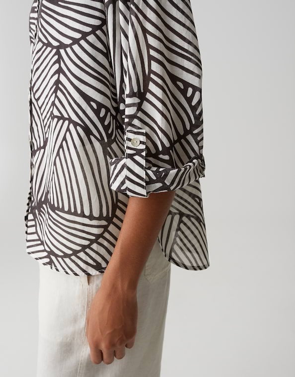 Opus Felora blouse l/m dames bruin dessin