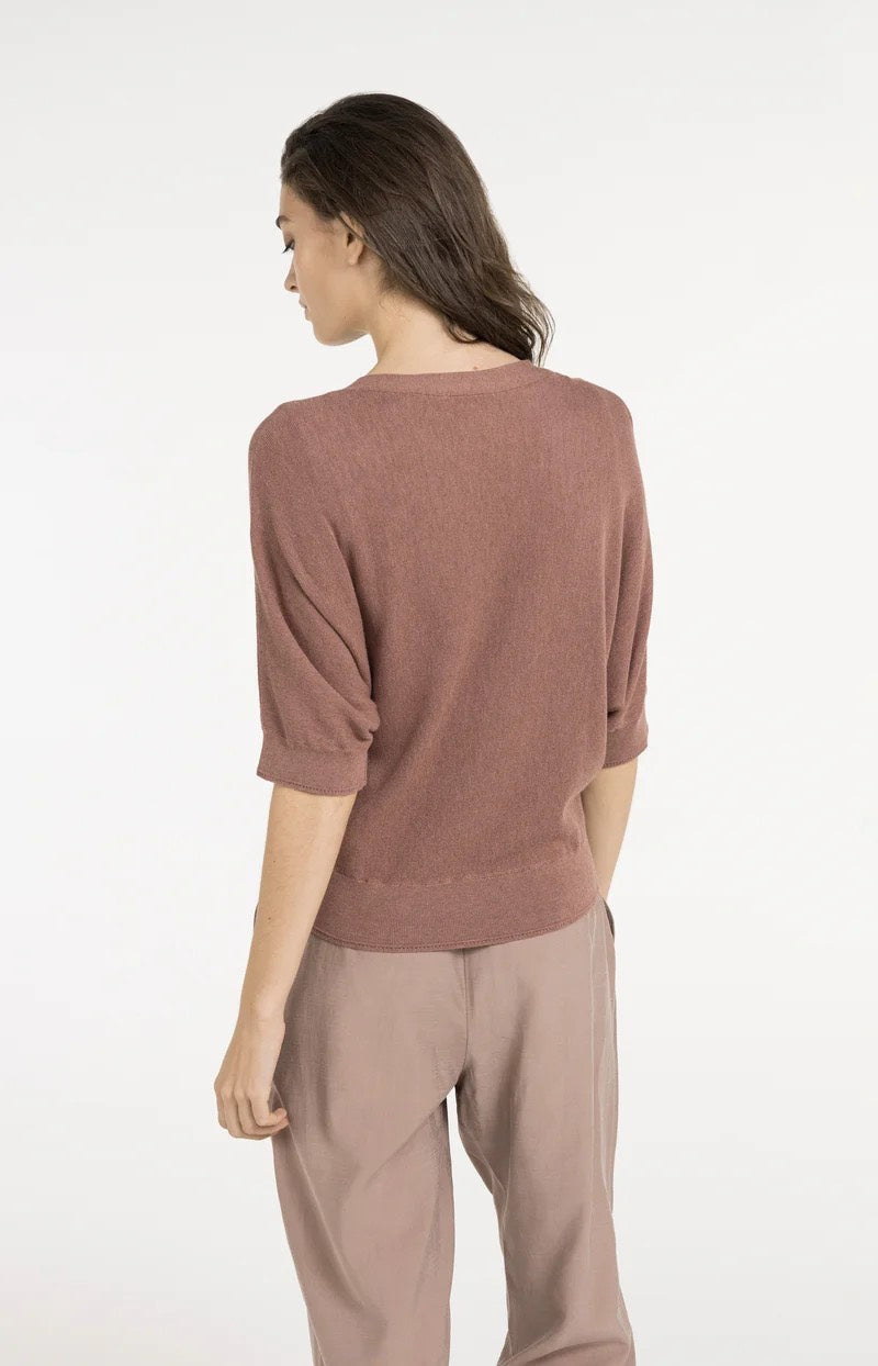 YAYA Women 01-010157-605 vest gebreid mauve – dames