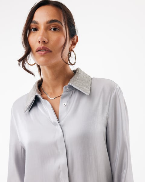 MEXX women MF006101663 blouse l/m lichtgrijs