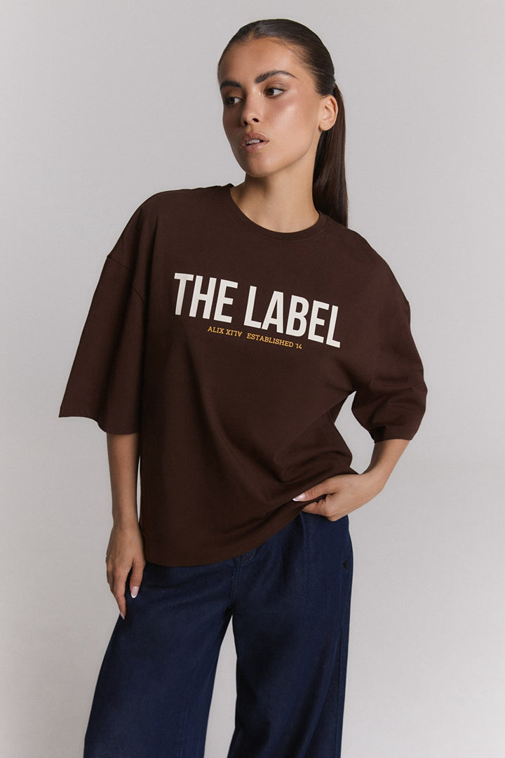 Alix the label t-shirt k/m bruin – dames