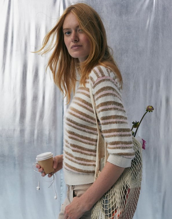 Opus Puvet stripe trui ecru dessin – dames