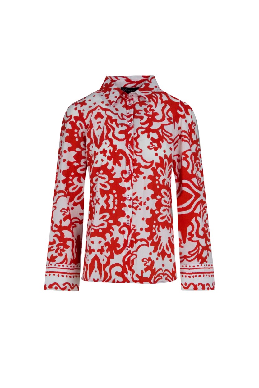 Elvira Casuals E1 25-035 Amy blouse l/m dames – rood dessin