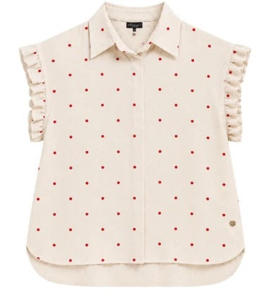 Elvira Casuals E3 26-037 blouse k/m dames – ecru dessin