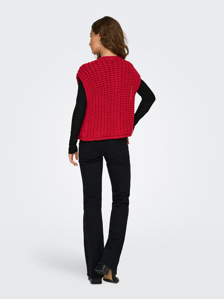 Only 15352208 Chloe gilet gebreid rood
