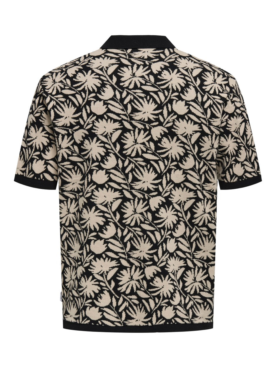 ONLY & SONS polo k/m ecru dessin – heren