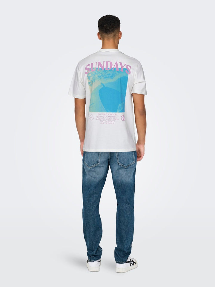 ONLY & SONS t-shirt k/m heren off-white – Skye