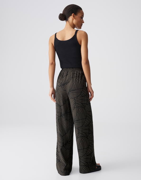 Opus Marou botanical lange broek dames – zwart dessin