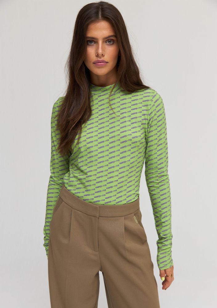 Harper and Yve AW24T505 Jane top l/m dames – groen dessin