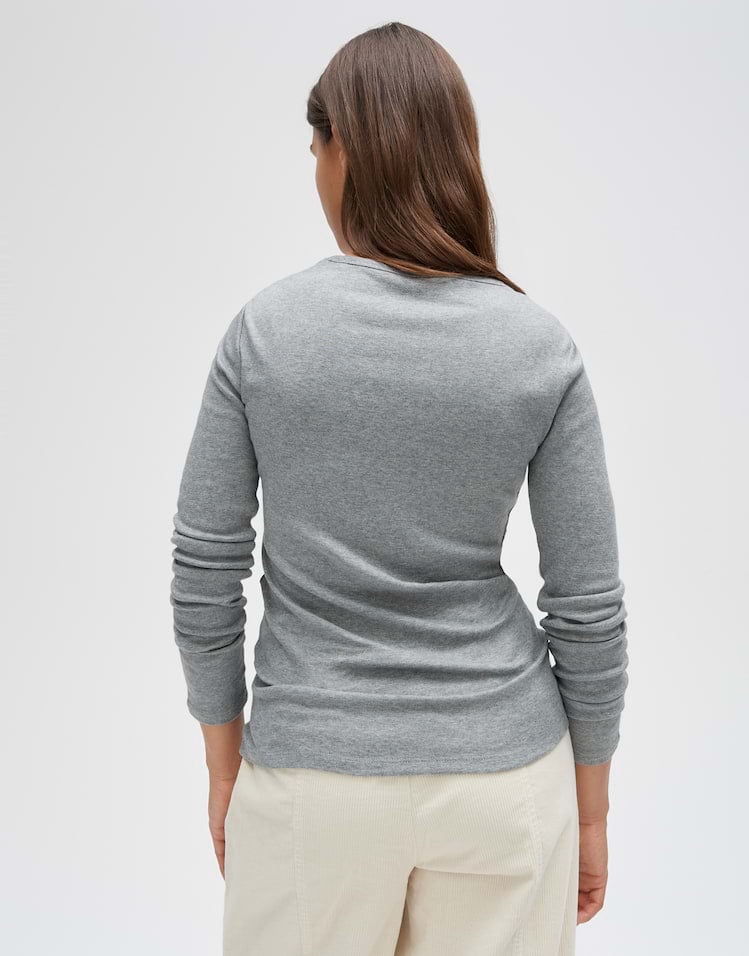 Opus Sherrie 1062489343100 t-shirt l/m dames grijs melee