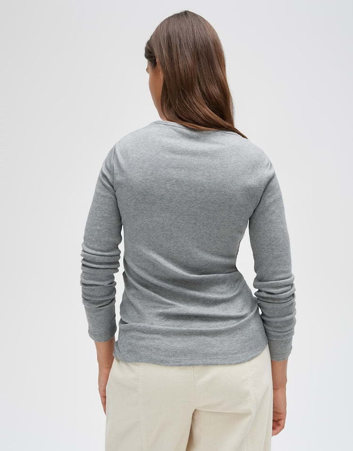 Opus Sherrie 1062489343100 t-shirt l/m dames grijs melee