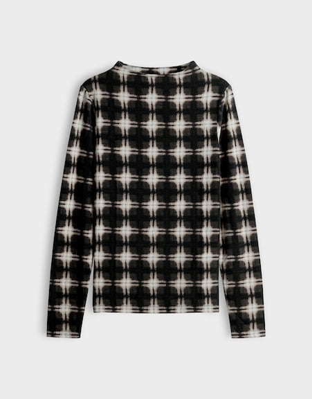 Opus Secki 10618214468460 t-shirt l/m zwart dessin