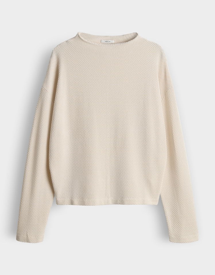 Opus Serata 10521412055106 sweater dames zand dessin