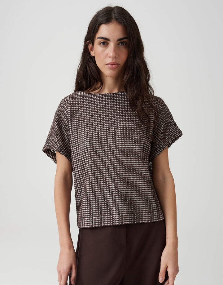 Opus Gutina top k/m dames bruin dessin