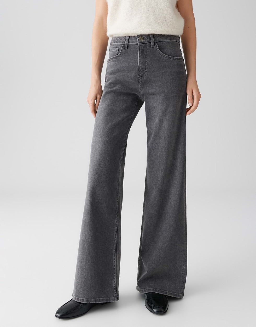 Opus Minah palazzo jeans loose fit dames – grey denim - L32