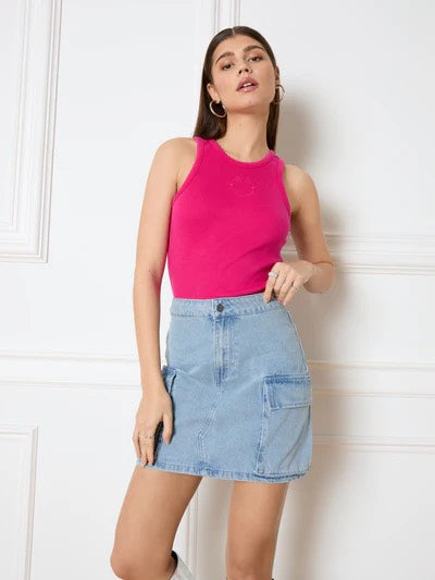 Refined department kort denim rok – dames - Blue Denim