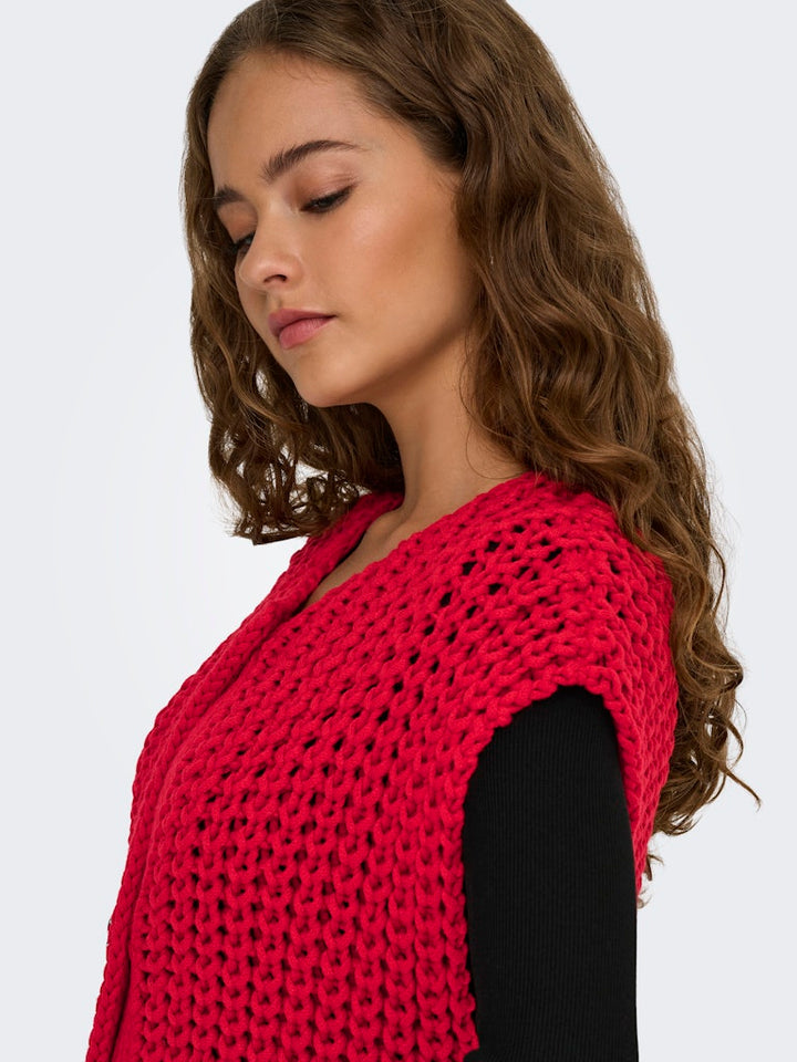 Only 15352208 Chloe gilet gebreid rood