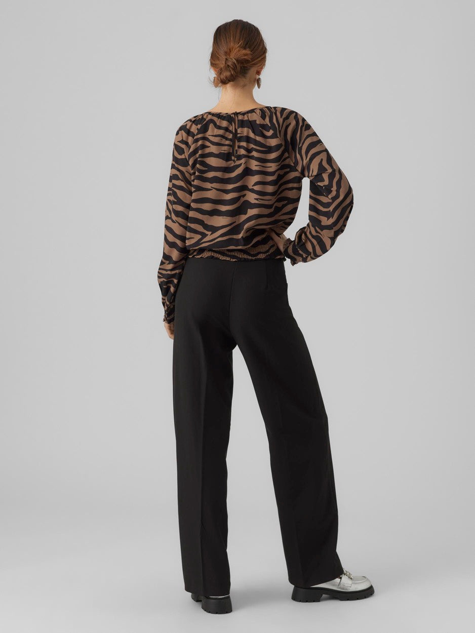 VERO MODA Shilah top l/m dames – bruin dessin