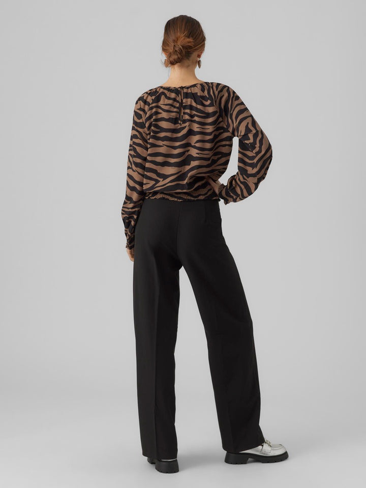 VERO MODA Shilah top l/m dames – bruin dessin