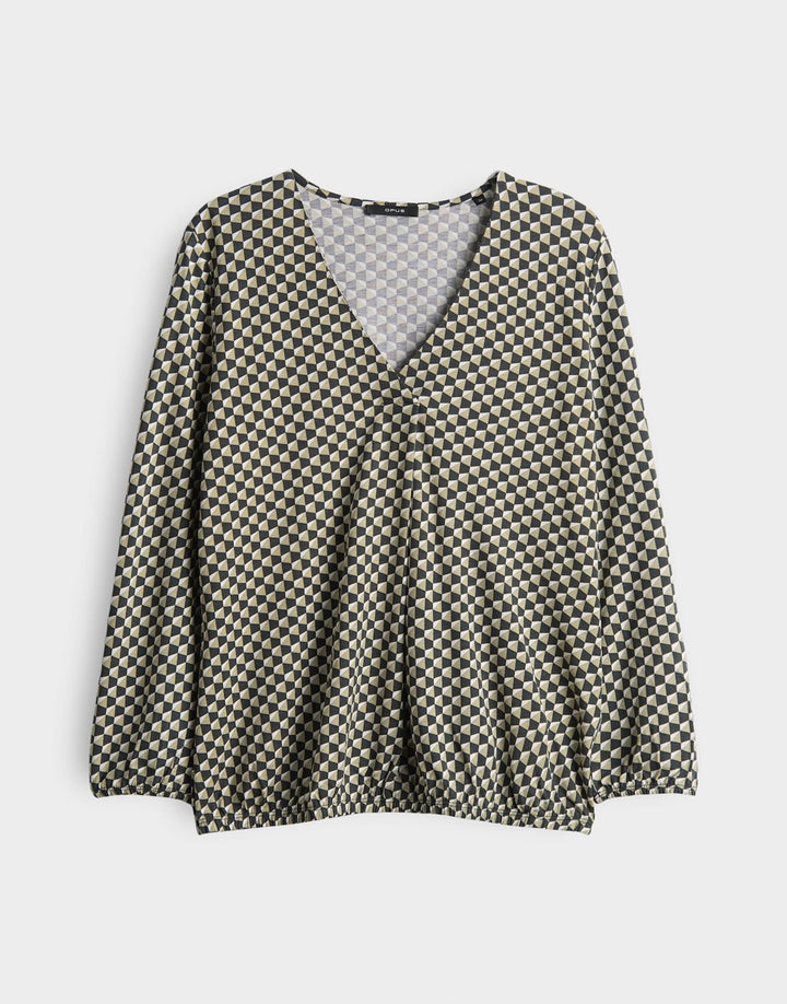 Opus Sannah iconic top l/m dames zwart dessin